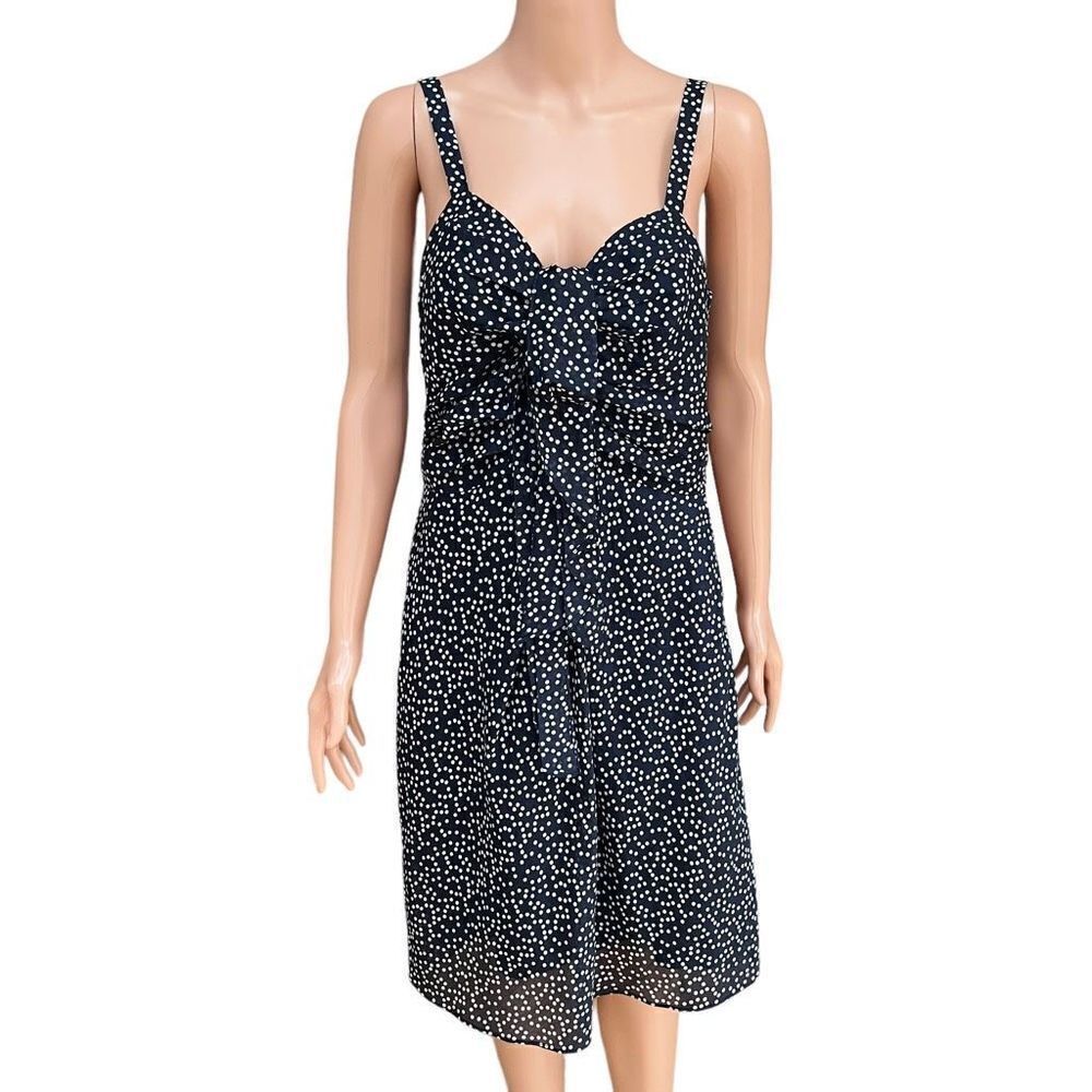 J. Crew Navy White Polka Dot Sheath Knee Length Sleeveless dress size 6